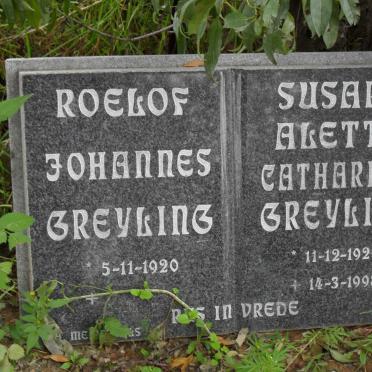 GREYLING Roelof Johannes 1920- &amp; Susara Aletta Catharina 1920-1998
