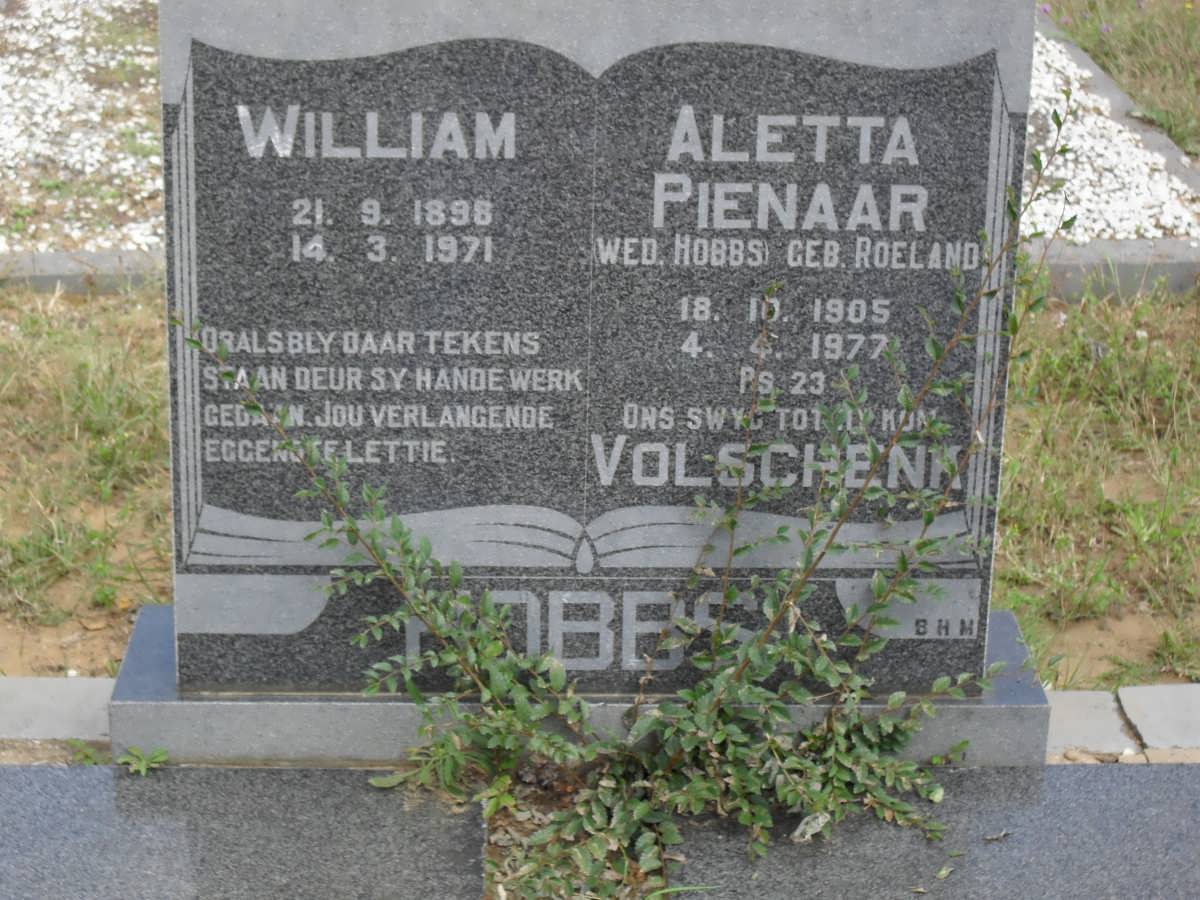 HOBBS William 1898-1971 & Aletta Pienaar ROELAND 1905-1977
