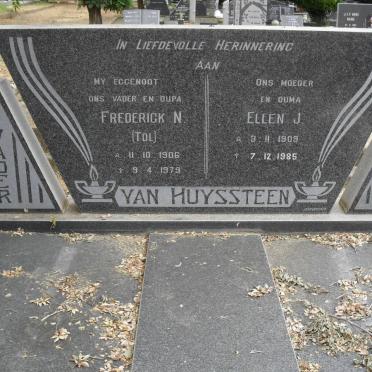 HUYSSTEEN Frederick N., van 1906-1976 &amp; Ellen J. 1909-1985