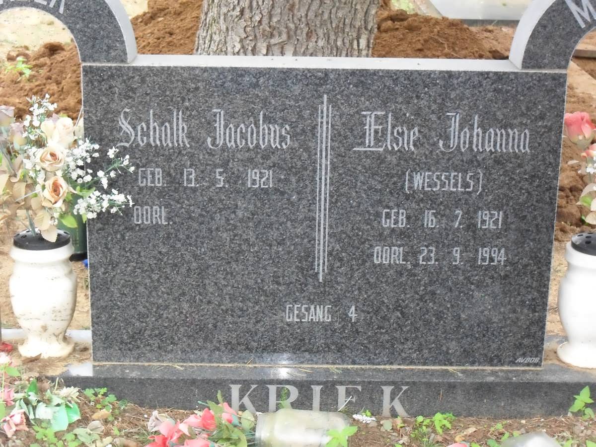 KRIEK Schalk Jacobus 1921- & Elsie Johanna WESSELS 1921-1994