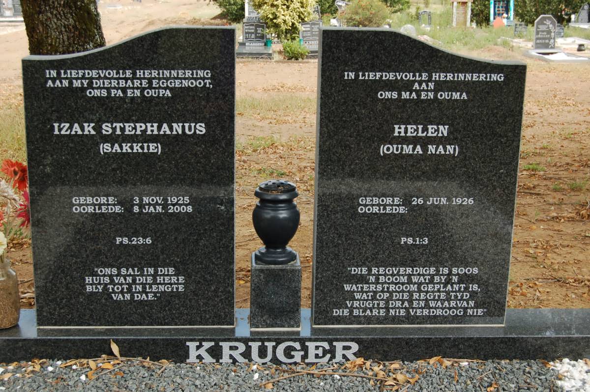 KRUGER Izak Stephanus 1925-2008 & Helen 1926-