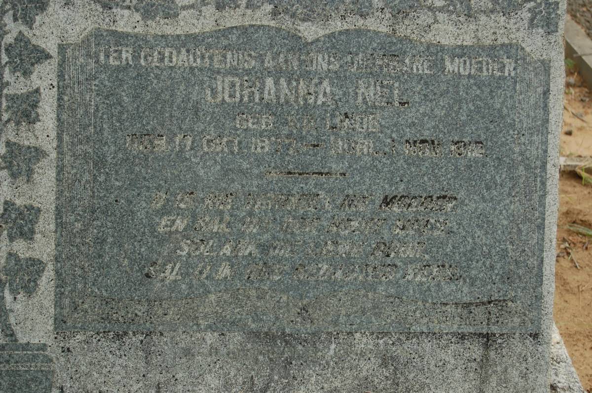 NEL Johanna nee V.D. LINDE 1877-1918