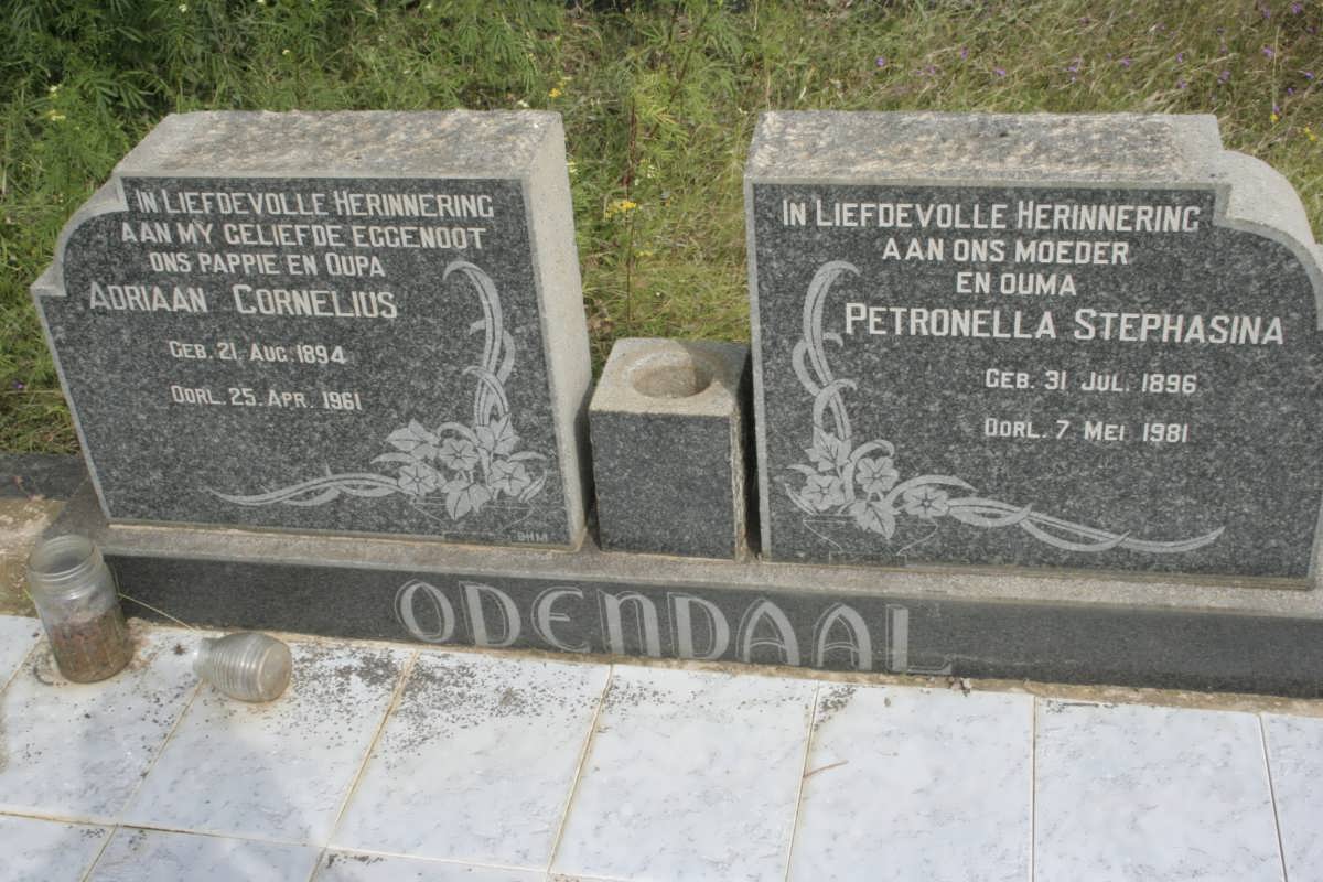 ODENDAAL Adriaan Cornelius 1894-1961 & Petronella Stephasina 1896-1981