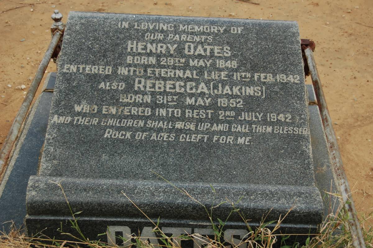 OATES Henry 1848-1942 & Rebecca JAKINS 1852-1942