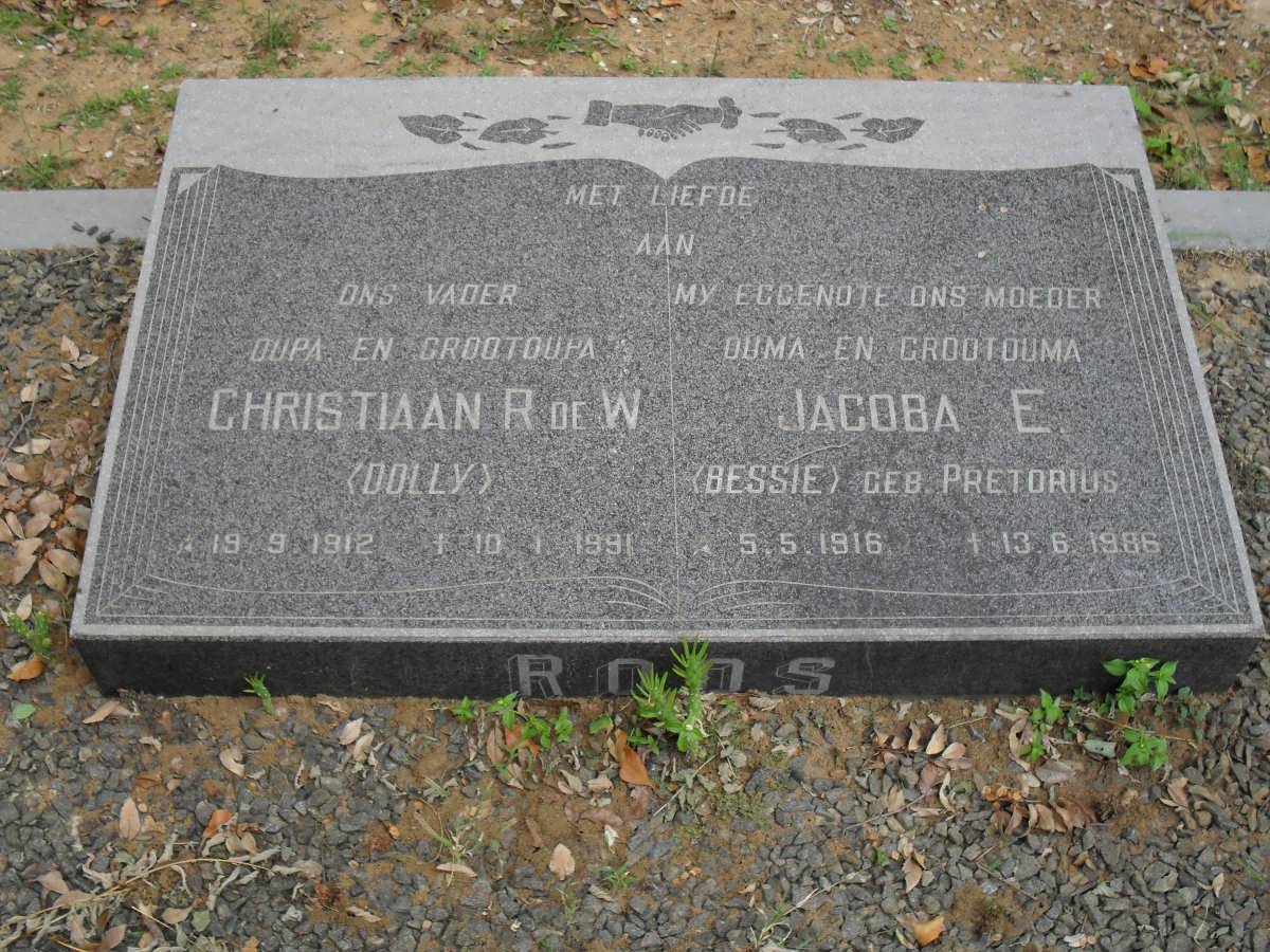 ROOS Christiaan R. de W. 1912-1991 & Jacoba E. PRETORIUS 1916-1986