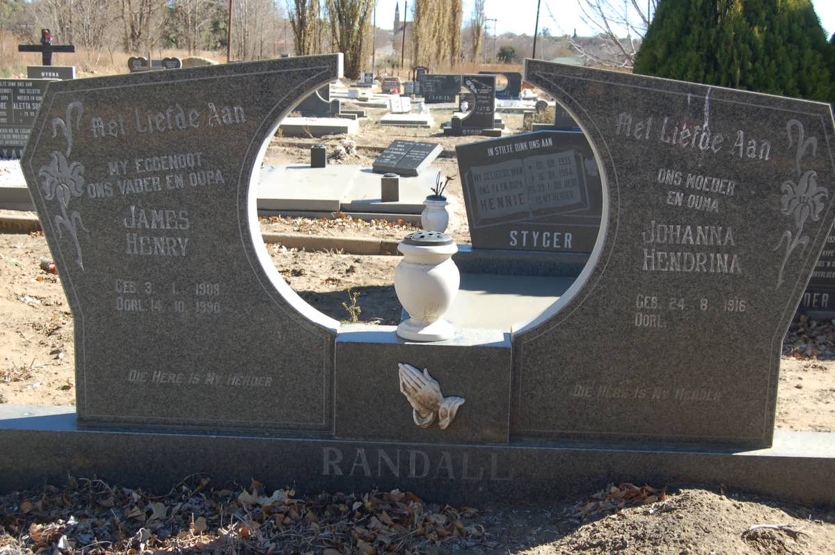 RANDALL James Henry 1909-1990 & Johanna Hendrina 1916-