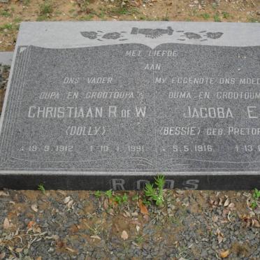 ROOS Christiaan R. de W. 1912-1991 &amp; Jacoba E. PRETORIUS 1916-1986