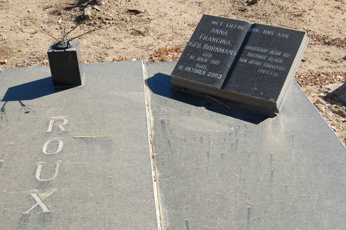 ROUX Ferdinand Kimberley Smartenryk 1915-1992 & Anna Francina BORNMAN 1915-2003
