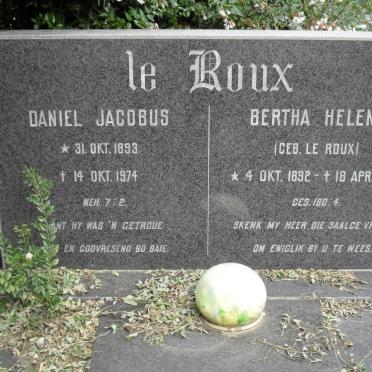 ROUX Daniel Jacobus, le 1893-1974 &amp; Bertha Helena LE ROUX 1892-1971