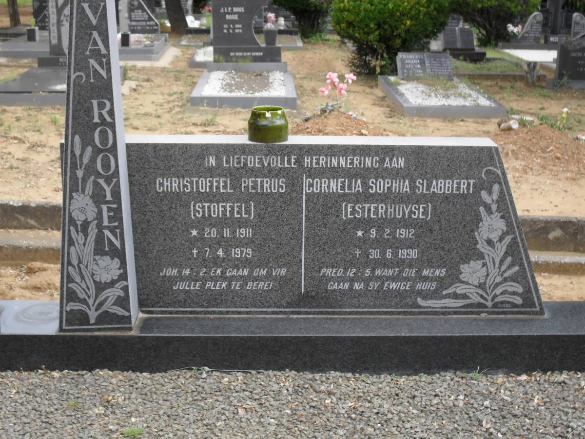 ROOYEN Christoffel Petrus, van 1911-1979 & Cornelia Sophia Slabbert ESTERHUYSE 1912-1990