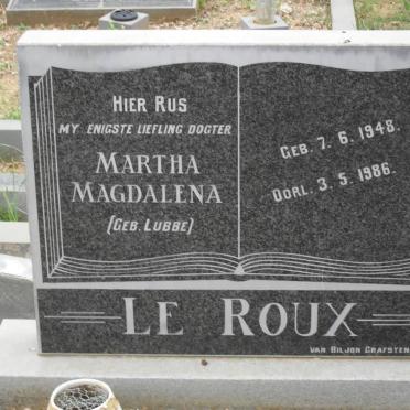 ROUX Martha Magdalena, le nee LUBBE 1948-1986