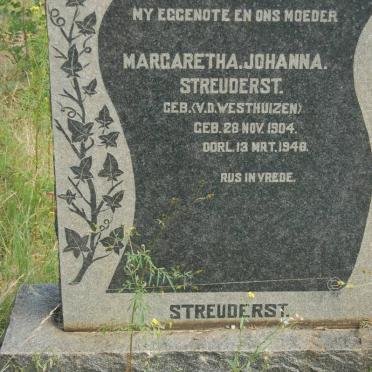 STREUDERST Margaretha Johanna nee V.D. WESTHUIZEN 1904-1948