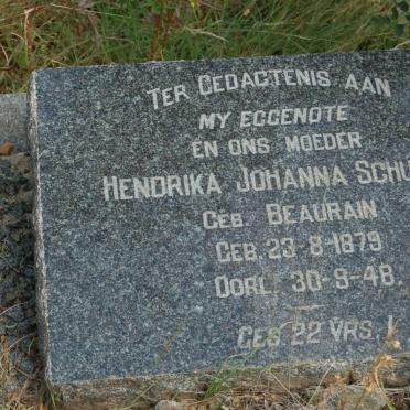 SCHUTTE Hendrika Johanna nee BEAURAIN 1879-1948