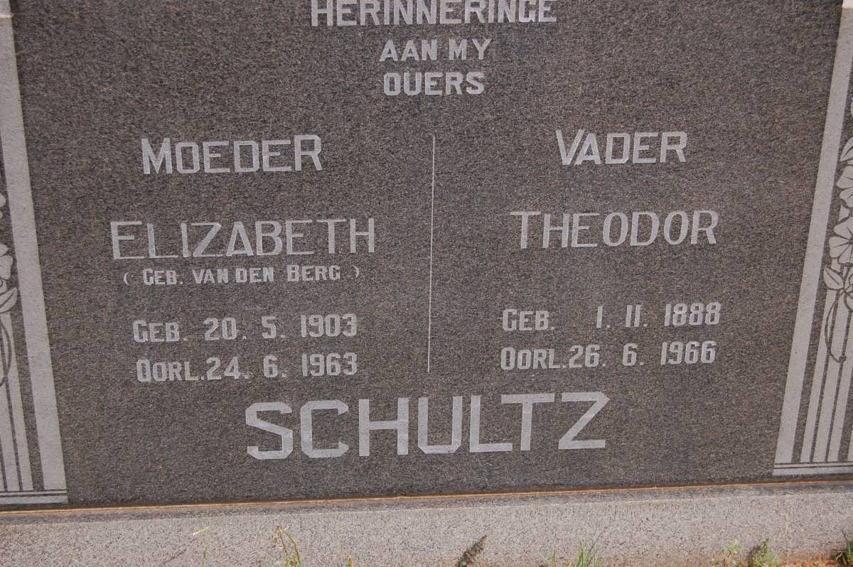 SCHULTZ Theodor 1888-1966 & Elizabeth VAN DEN BERG 1903-1963