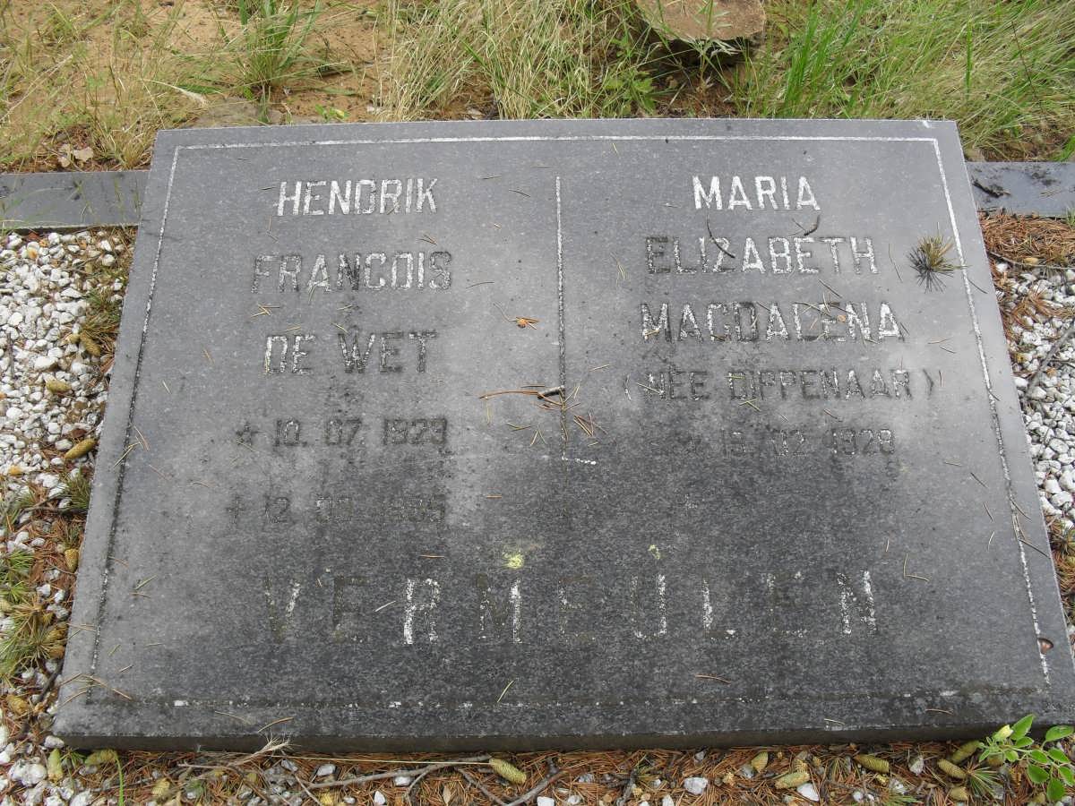 VERMEULEN Hendrik Francois de Wet 1923- & Maria Elizabeth Magdalena DIPPENAAR 1929-