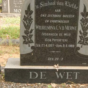 WET Wilhelmina C. voorheen DE WET nee POTGIETER 1907-1989