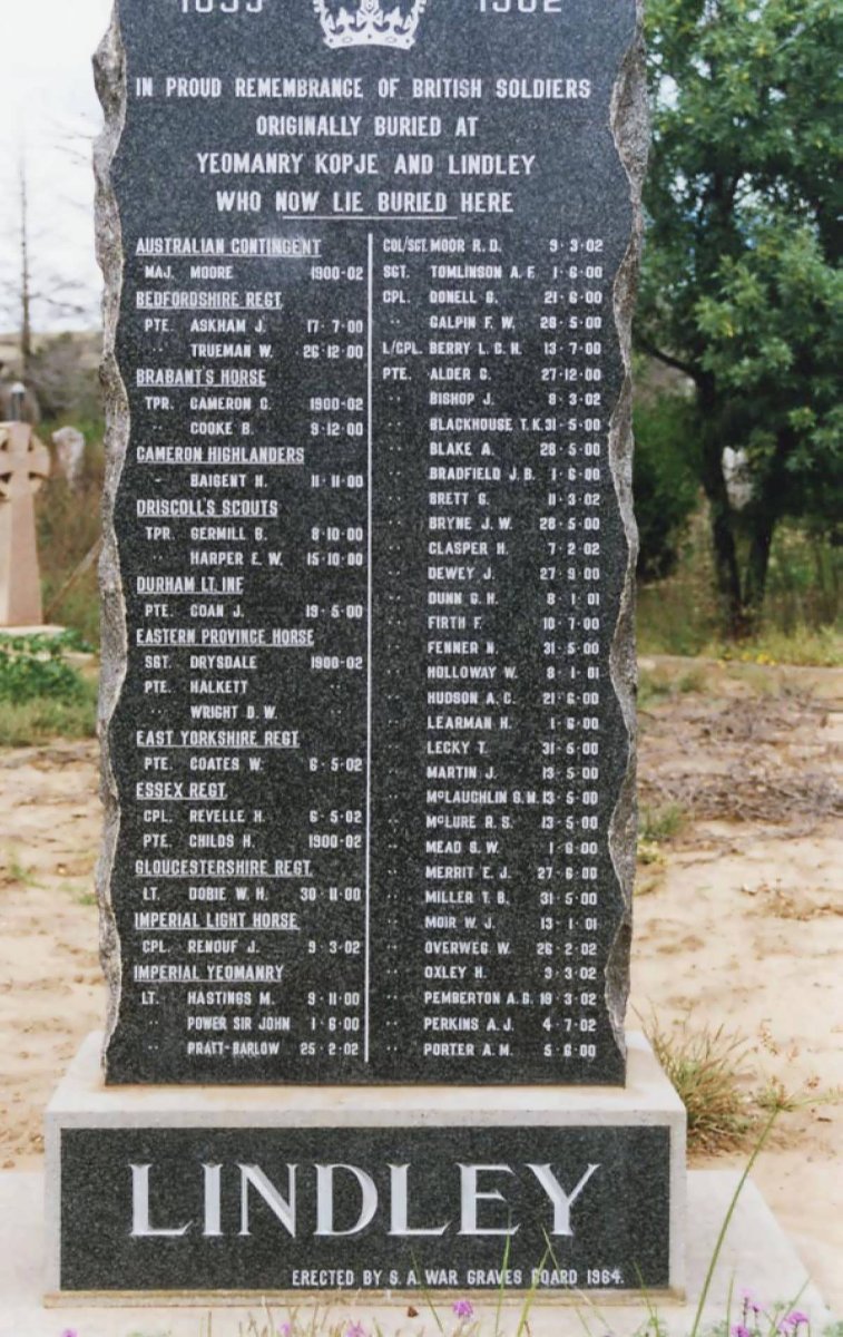 2. Memorial for British Soldiers originally buried at Yeomanry Kopje &amp; Lindley