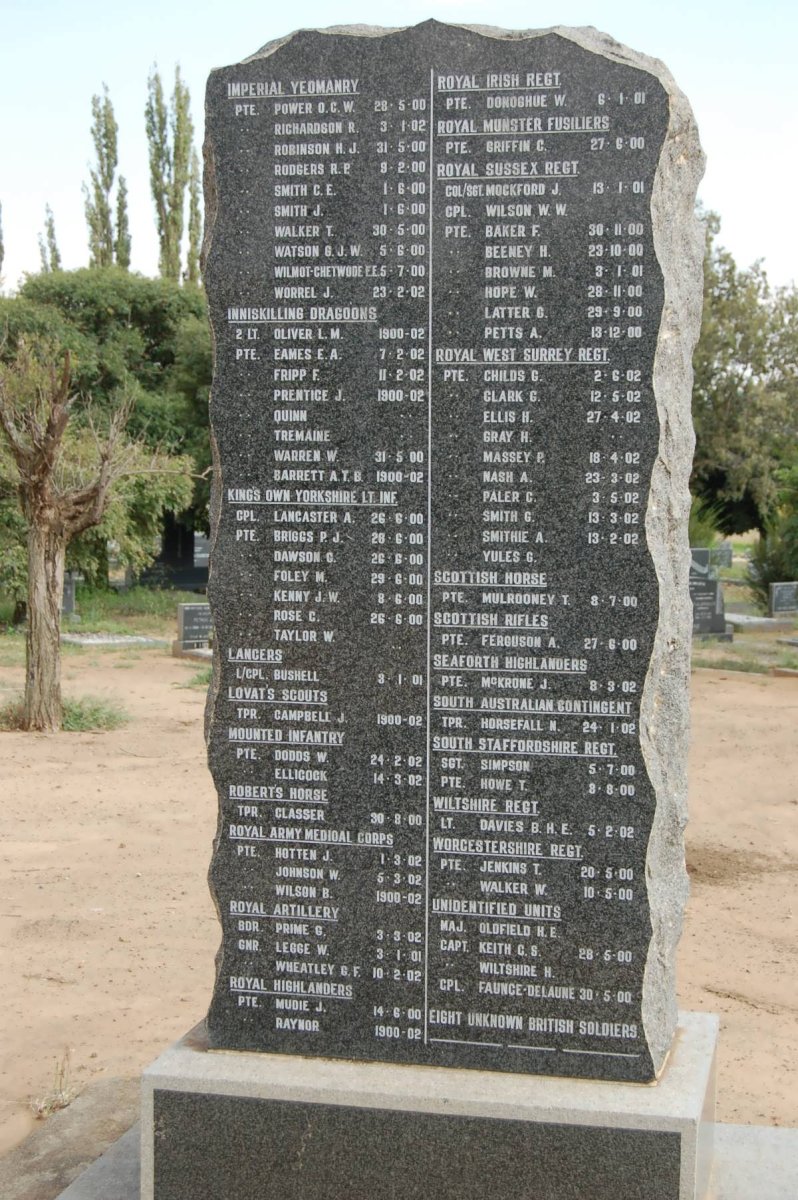 3. Memorial for British Soldiers originally buried at Yeomanry Kopje & Lindley
