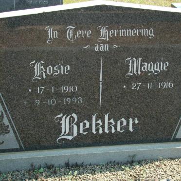 BEKKER Kosie 1910-1993 &amp; Maggie 1916-