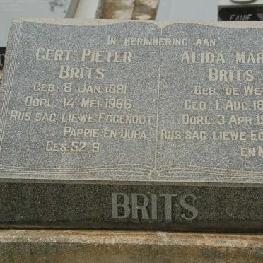 BRITS Gert Pieter 1891-1966 &amp; Alida Maria DE WET 1894-1953