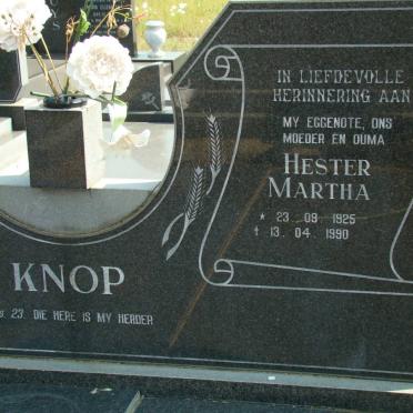 KNOP Hester Martha 1925-1990