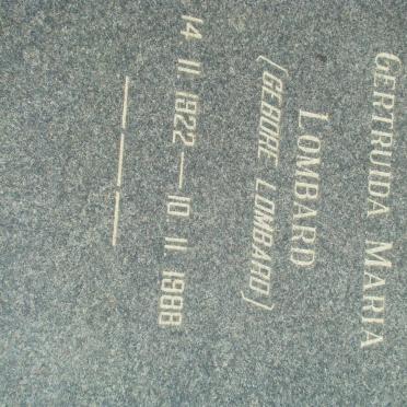 LOMBARD Gertruida Maria nee LOMBARD 1922-1988