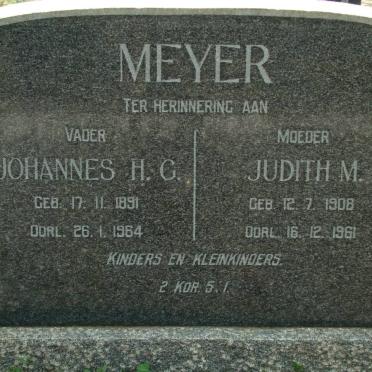 MEYER Johannes H.G. 1891-1964 &amp; Judith M. 1908-1961