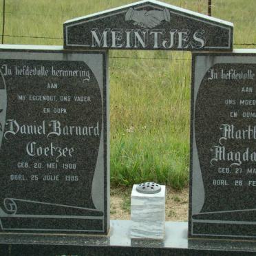 MEINTJES Daniel Barnard Coetzee 1900-1985 &amp; Martha Magdalena 1910-1993