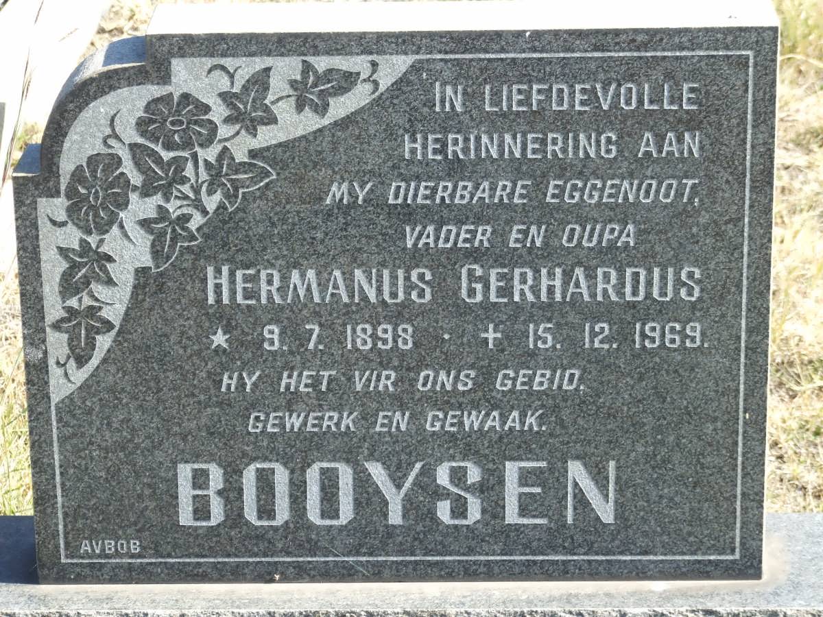 BOOYSEN Hermanus Gerhardus 1898-1969 & Elsie Carolina 1906-1974