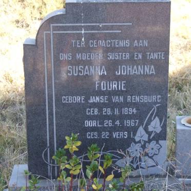 FOURIE Susanna Johanna nee Janse van RENSBURG 1894-1967