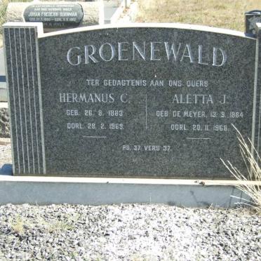 GROENEWALD Hermanus C. 1883-1969 &amp; Aletta J. de MEYER 1884-1968