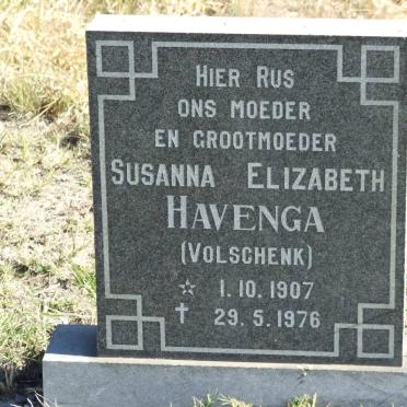 HAVENGA Susanna Elizabeth nee VOLSCHENK 1907-1976