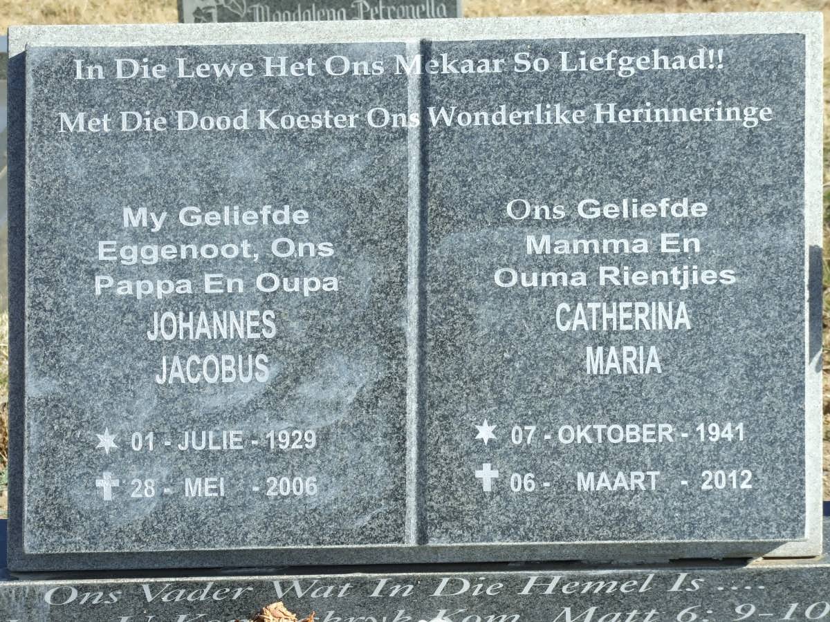 HAASBROEK Johannes Jacobus 1929-2006 & Catherina Maria 1941-2012