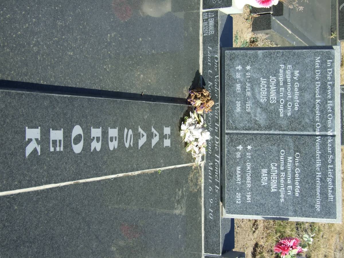 HAASBROEK Johannes Jacobus 1929-2006 & Catherina Maria 1941-2012