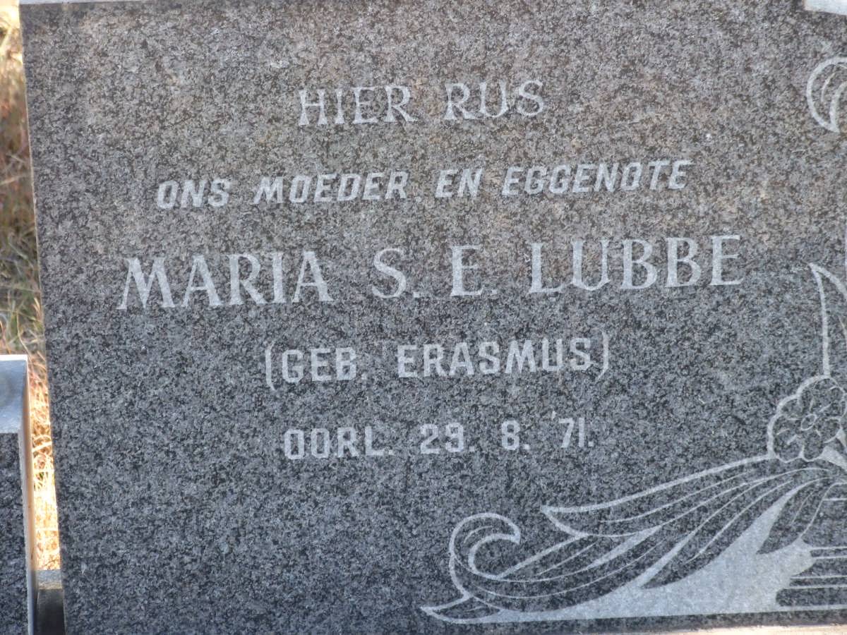 LUBBE Sarel A.C. 1904-1972 & Maria S.E. ERASMUS -1971
