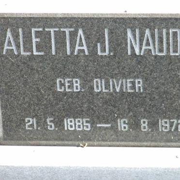 NAUDE Aletta J. nee OLIVIER 1885-1972