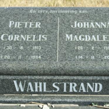 WAHLSTRAND Pieter Cornelis 1913-1984 &amp; Johanna Magdalena 1917-2002