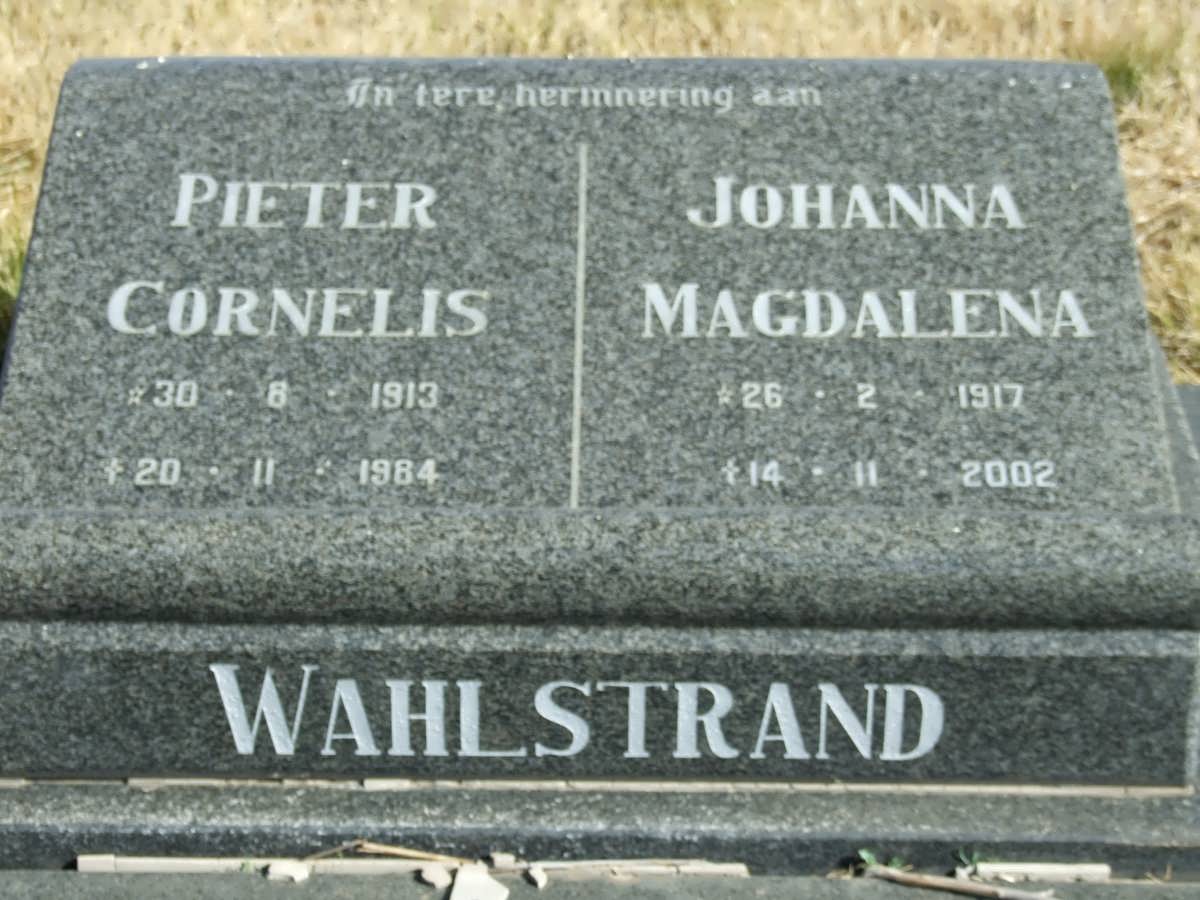 WAHLSTRAND Pieter Cornelis 1913-1984 & Johanna Magdalena 1917-2002