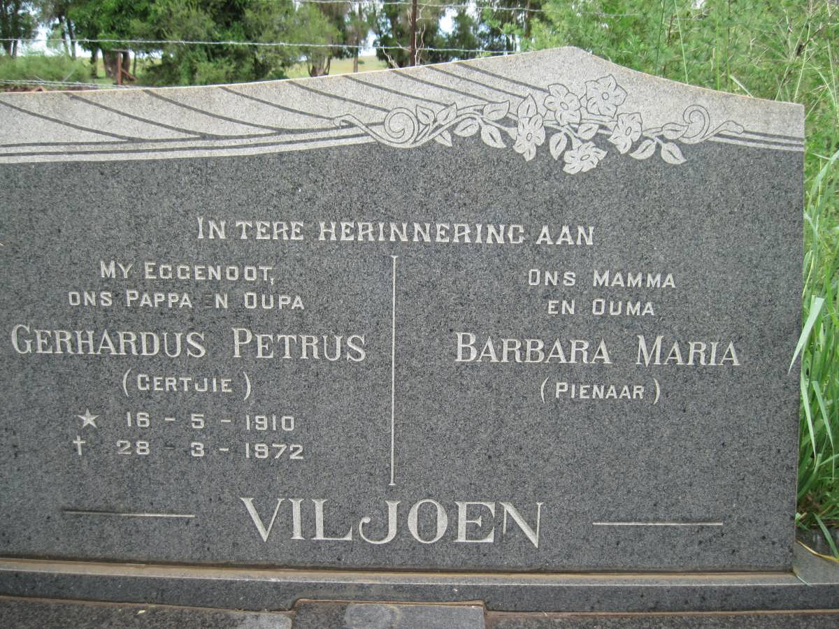 VILJOEN Gerhardus Petrus 1910-1972 &amp; Barbara Maria PIENAAR