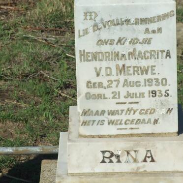 MERWE Hendrina Magrita, v.d. 1930-1935