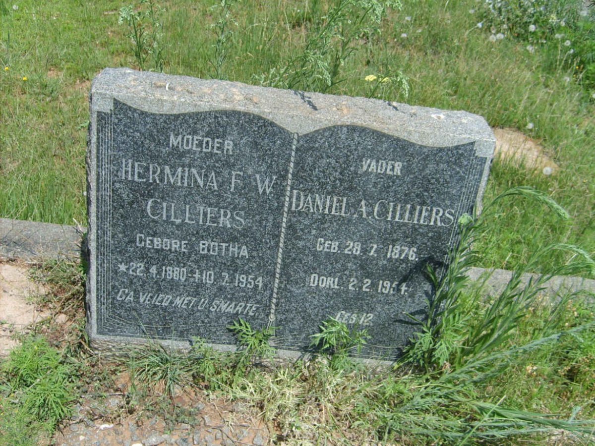 CILLIERS Daniel A. 1876-1954 & Hermina F.W. BOTHA 1880-1954