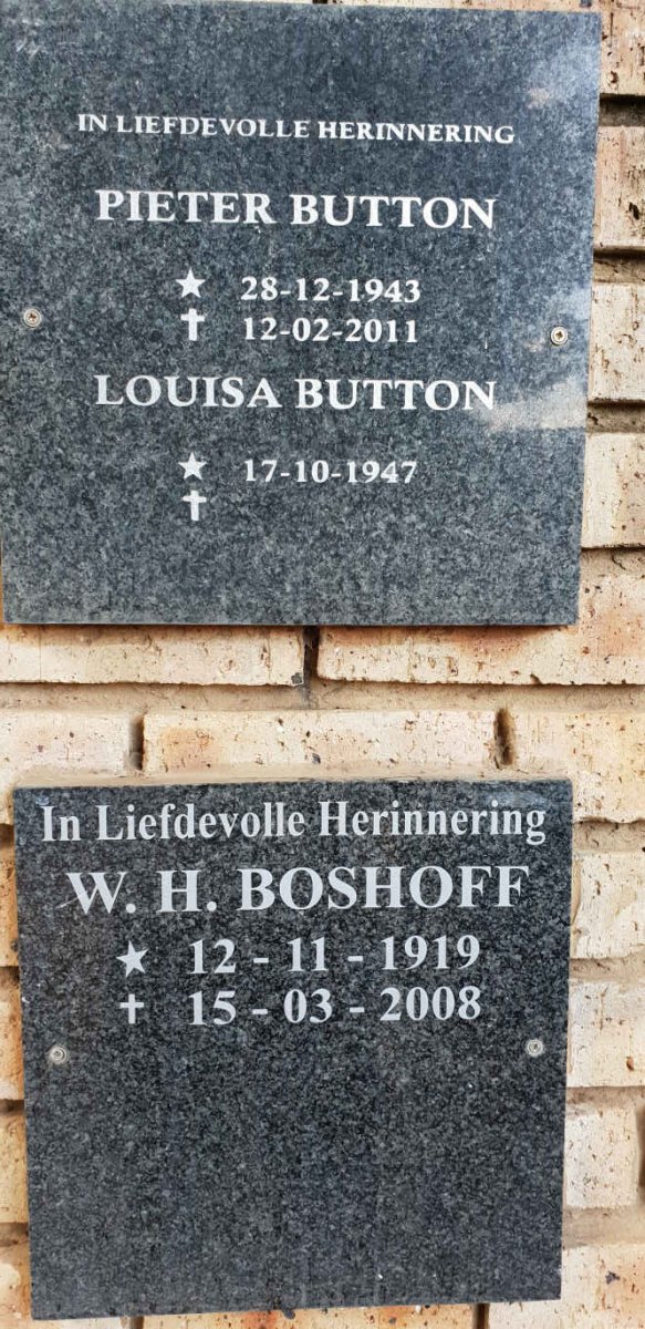 BUTTON Pieter 1943-2011 & Louisa 1947-