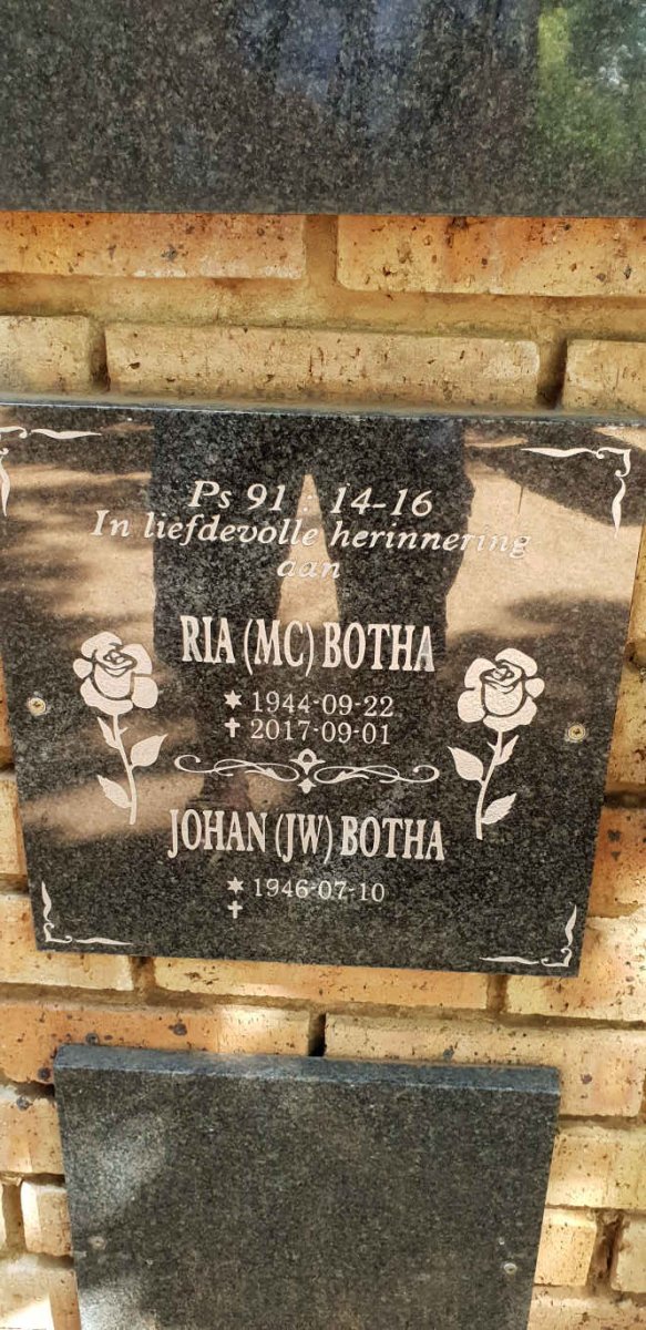 BOTHA J.W. 1946- & M.C. 1944-2017