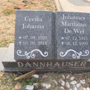 DANNHAUSER Johannes Marthinus de Wet 1915-1999 & Cecilia Johanna 1923-2018