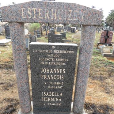 ESTERHUIZEN Johannes Francois 1947-2007 & Isabella Hermina 1947-