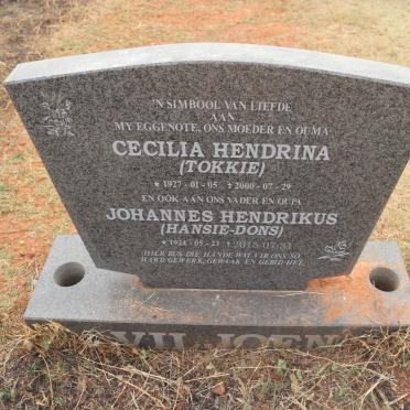 VILJOEN Johannes Henrikus 1924-2015 & Cecilia Hendrina 1927-2000 