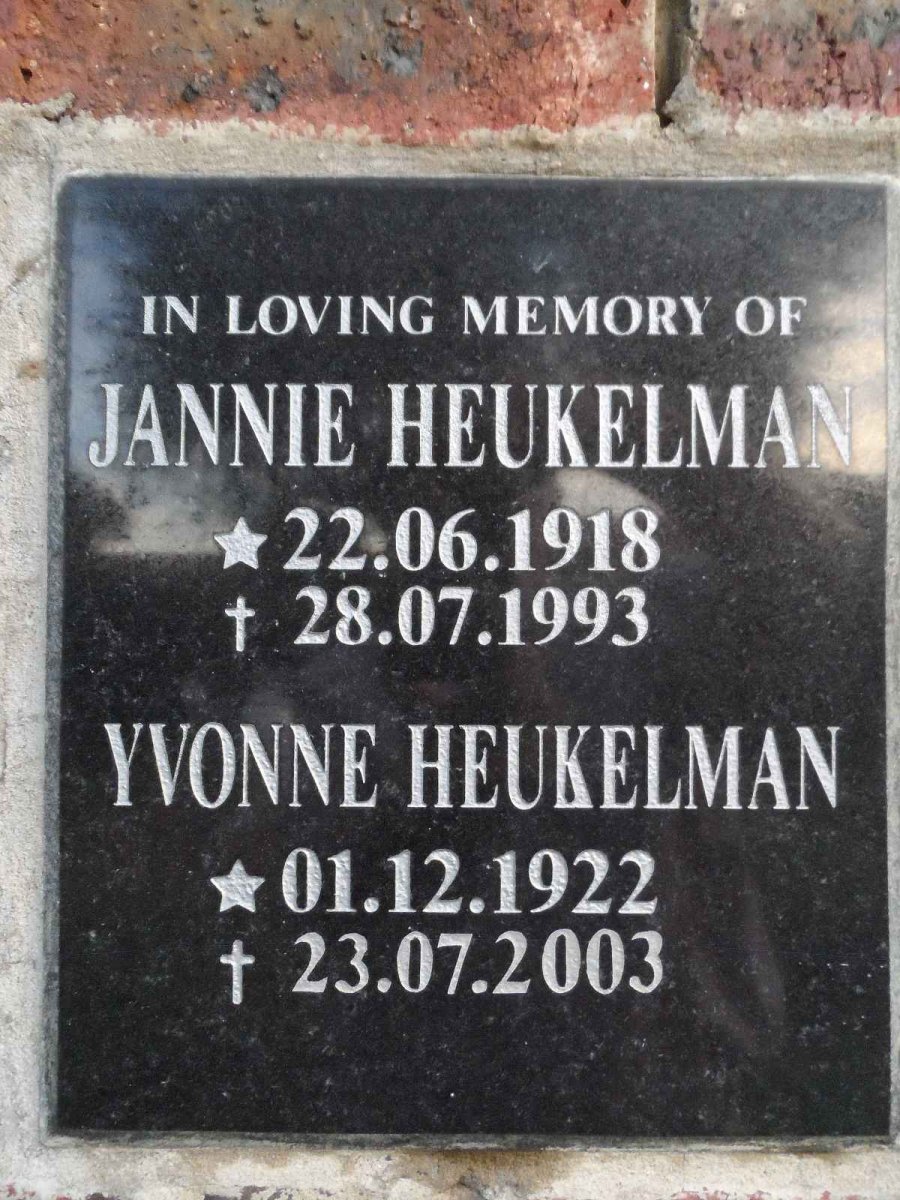 HEUKELMAN Jannie 1918-1993 & Yvonne 1922-2003