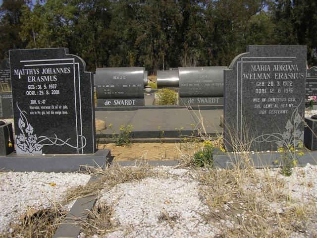 ERASMUS Matthys Johannes 1927-2001 & Maria Adriana Welman 1932-1975