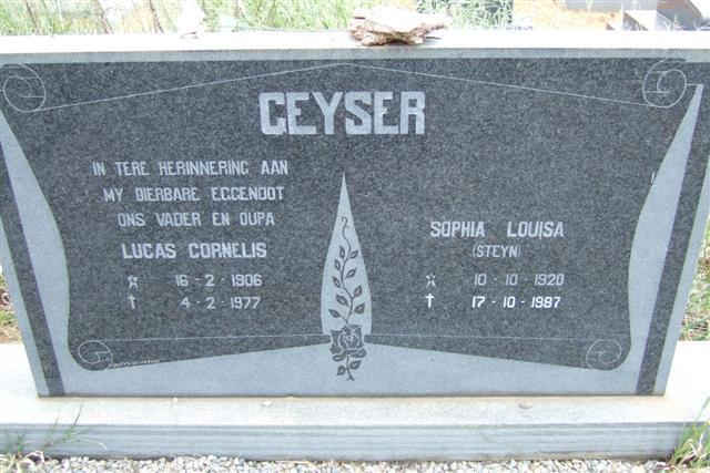 GEYSER Lucas Cornelis 1906-1977 & Sophia Louisa STEYN 1920-1987