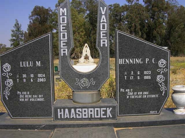 HAASBROEK Henning P.C. 1923-1985 & Lulu M. 1924-2003